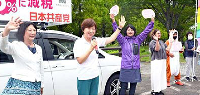 九州で当選後初  佐賀で街頭宣伝